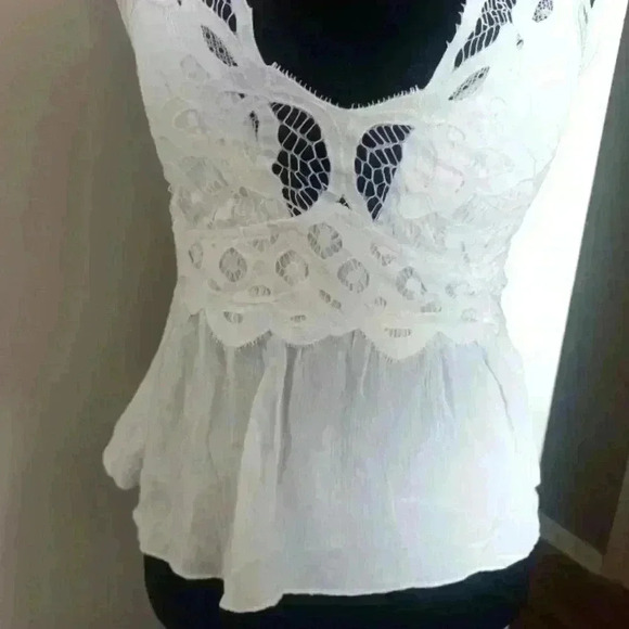 J for Justify Womens White Lace Peplum Tank M - Picture 6 of 14